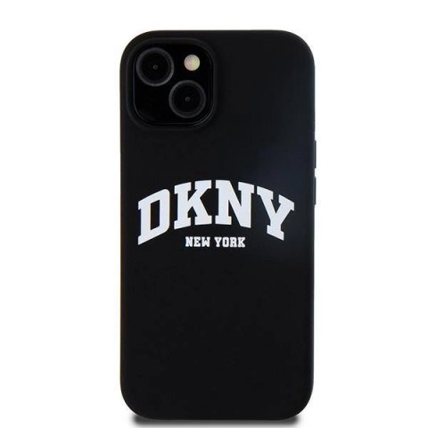 Etui DKNY Liquid Silicone White Printed Logo MagSafe na iPhone 15 Plus / 14 Plus - czarne Etui DKNY Liquid Silicone White Printed Logo MagSafe na iPhone 15 Plus / 14 Plus - czarne