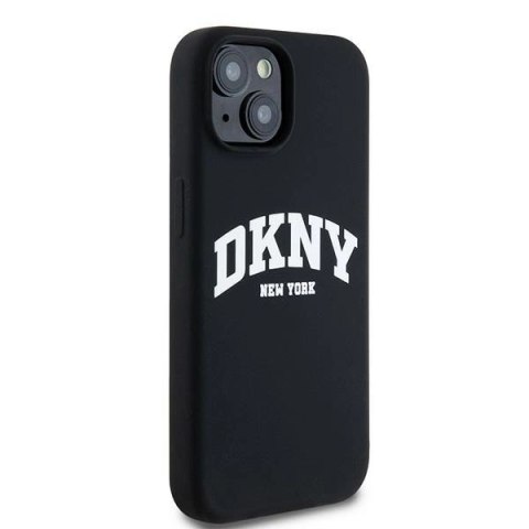 Etui DKNY Liquid Silicone White Printed Logo MagSafe na iPhone 15 Plus / 14 Plus - czarne Etui DKNY Liquid Silicone White Printed Logo MagSafe na iPhone 15 Plus / 14 Plus - czarne