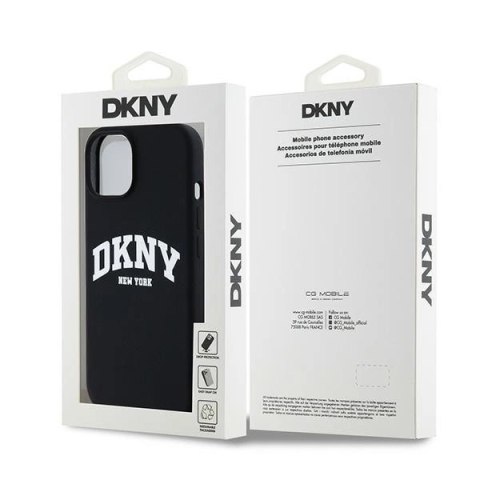 Etui DKNY Liquid Silicone White Printed Logo MagSafe na iPhone 15 Plus / 14 Plus - czarne Etui DKNY Liquid Silicone White Printed Logo MagSafe na iPhone 15 Plus / 14 Plus - czarne
