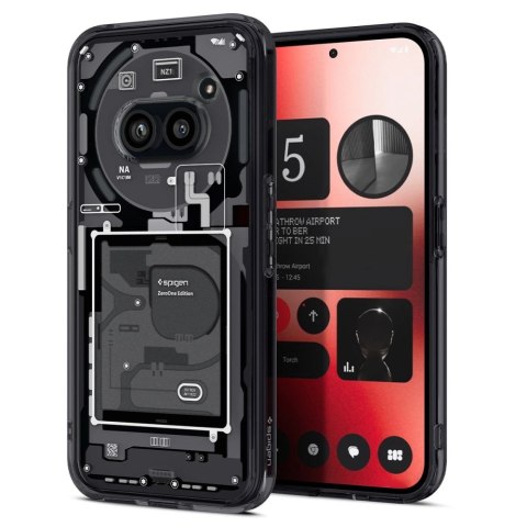Etui Spigen Ultra Hybrid na Nothing Phone 2A - ciemnoszare (wzór Zero One) Etui Spigen Ultra Hybrid na Nothing Phone 2A - ciemnoszare (wzór Zero One)