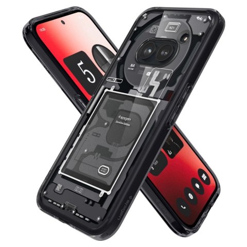 Etui Spigen Ultra Hybrid na Nothing Phone 2A - ciemnoszare (wzór Zero One) Etui Spigen Ultra Hybrid na Nothing Phone 2A - ciemnoszare (wzór Zero One)