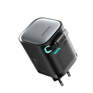 Ładowarka GaN Joyroom JR-TCL02 65W USB-A USB-C z wbudowanym kablem USB-C - czarna