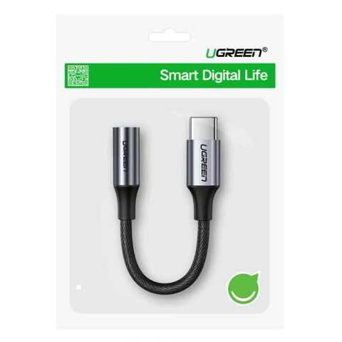 Adapter Ugreen AV161 do słuchawek mini jack 3,5 mm (żeński) / USB-C (męski) 10 cm - szary Adapter Ugreen AV161 do słuchawek mini jack 3,5 mm (żeński) / USB-C (męski) 10 cm - szary