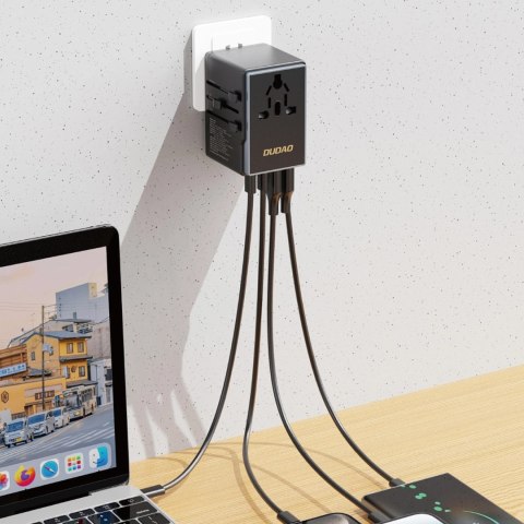 Adapter podróżny Dudao A65Pro 65W EU / US / JP / AUS / UK 2x USB-C 2x USB-A - czarny Adapter podróżny Dudao A65Pro 65W EU / US / JP / AUS / UK 2x USB-C 2x USB-A - czarny