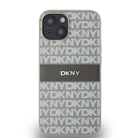 Etui DKNY Leather Mono Stripe & Metal Logo na iPhone 15 / 14 / 13 - beżowe Etui DKNY Leather Mono Stripe & Metal Logo na iPhone 15 / 14 / 13 - beżowe