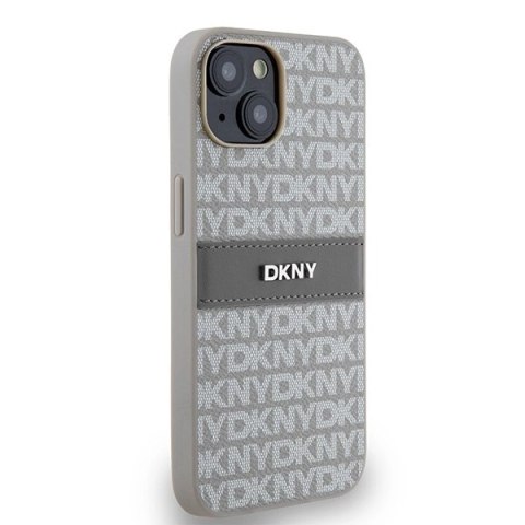 Etui DKNY Leather Mono Stripe & Metal Logo na iPhone 15 / 14 / 13 - beżowe Etui DKNY Leather Mono Stripe & Metal Logo na iPhone 15 / 14 / 13 - beżowe