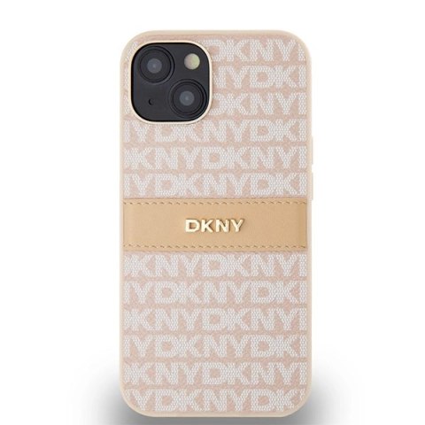 Etui DKNY Leather Mono Stripe & Metal Logo na iPhone 15 / 14 / 13 - różowe Etui DKNY Leather Mono Stripe & Metal Logo na iPhone 15 / 14 / 13 - różowe