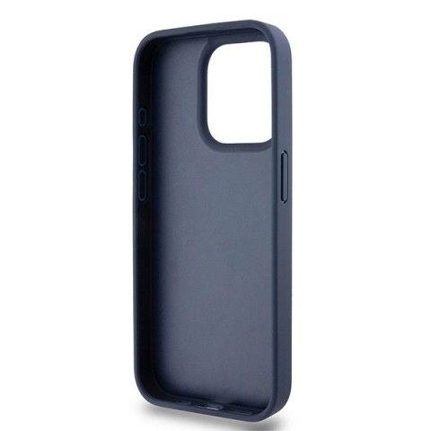 Etui DKNY Leather Mono Stripe & Metal Logo na iPhone 15 Pro - niebieskie Etui DKNY Leather Mono Stripe & Metal Logo na iPhone 15 Pro - niebieskie