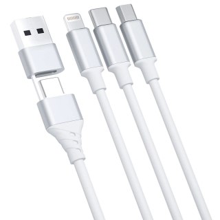 Kabel 3mk Hyper Cable 3w1 USB-A - USB-C / USB-C - micro USB - Lightning 1.5m - biały
