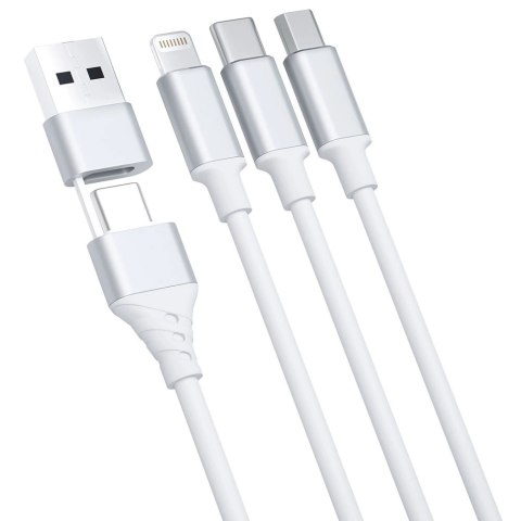 Kabel 3mk Hyper Cable 3w1 USB-A - USB-C / USB-C - micro USB - Lightning 1.5m - biały Kabel 3mk Hyper Cable 3w1 USB-A - USB-C / USB-C - micro USB - Lightning 1.5m - biały