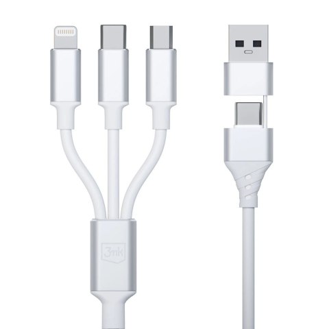 Kabel 3mk Hyper Cable 3w1 USB-A - USB-C / USB-C - micro USB - Lightning 1.5m - biały Kabel 3mk Hyper Cable 3w1 USB-A - USB-C / USB-C - micro USB - Lightning 1.5m - biały