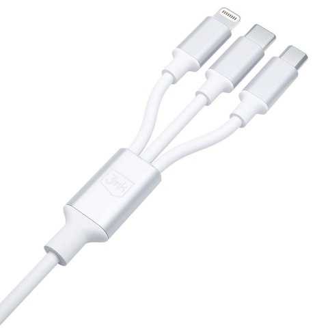 Kabel 3mk Hyper Cable 3w1 USB-A - USB-C / USB-C - micro USB - Lightning 1.5m - biały Kabel 3mk Hyper Cable 3w1 USB-A - USB-C / USB-C - micro USB - Lightning 1.5m - biały