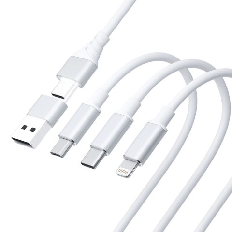 Kabel 3mk Hyper Cable 3w1 USB-A - USB-C / USB-C - micro USB - Lightning 1.5m - biały Kabel 3mk Hyper Cable 3w1 USB-A - USB-C / USB-C - micro USB - Lightning 1.5m - biały