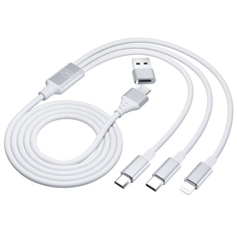 Kabel 3mk Hyper Cable 3w1 USB-A - USB-C / USB-C - micro USB - Lightning 1.5m - biały Kabel 3mk Hyper Cable 3w1 USB-A - USB-C / USB-C - micro USB - Lightning 1.5m - biały