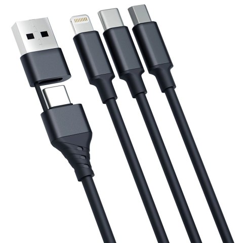 Kabel 3mk Hyper Cable 3w1 USB-A - USB-C / USB-C - micro USB - Lightning 1.5m - czarny Kabel 3mk Hyper Cable 3w1 USB-A - USB-C / USB-C - micro USB - Lightning 1.5m - czarny