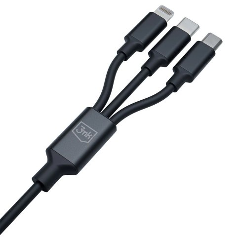 Kabel 3mk Hyper Cable 3w1 USB-A - USB-C / USB-C - micro USB - Lightning 1.5m - czarny Kabel 3mk Hyper Cable 3w1 USB-A - USB-C / USB-C - micro USB - Lightning 1.5m - czarny