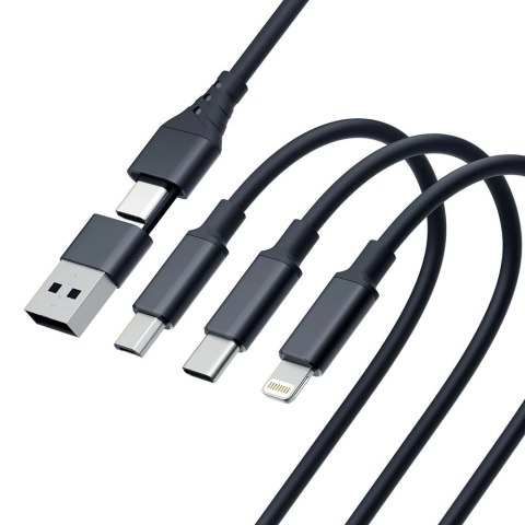Kabel 3mk Hyper Cable 3w1 USB-A - USB-C / USB-C - micro USB - Lightning 1.5m - czarny Kabel 3mk Hyper Cable 3w1 USB-A - USB-C / USB-C - micro USB - Lightning 1.5m - czarny
