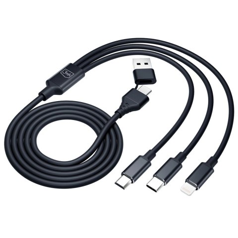 Kabel 3mk Hyper Cable 3w1 USB-A - USB-C / USB-C - micro USB - Lightning 1.5m - czarny Kabel 3mk Hyper Cable 3w1 USB-A - USB-C / USB-C - micro USB - Lightning 1.5m - czarny