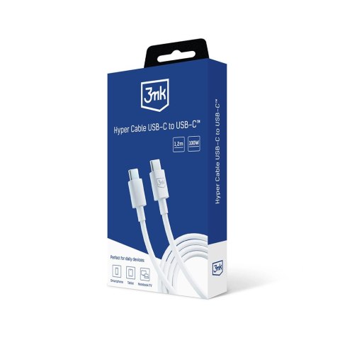 Kabel 3mk Hyper Cable USB-C / USB-C 100W 1.2m - biały