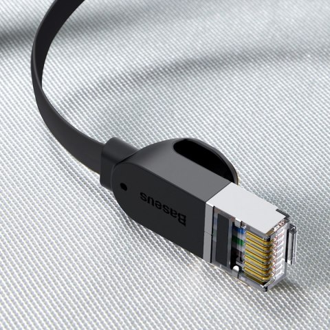 Kabel Baseus High Speed sieciowy płaski Ethernet CAT6 RJ45 1m - czarny Kabel Baseus High Speed sieciowy płaski Ethernet CAT6 RJ45 1m - czarny