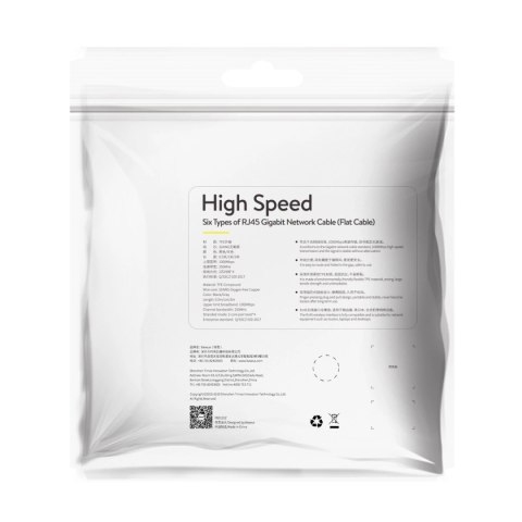 Kabel Baseus High Speed sieciowy płaski Ethernet CAT6 RJ45 5m - czarny Kabel Baseus High Speed sieciowy płaski Ethernet CAT6 RJ45 5m - czarny