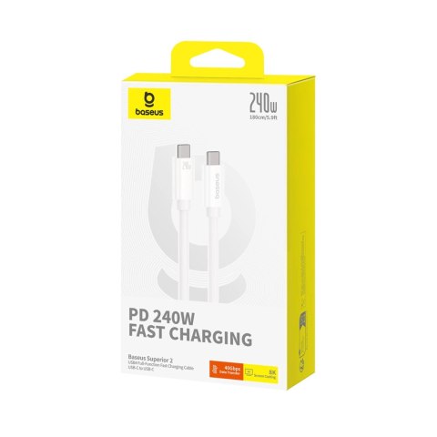 Kabel Baseus Superior 2 CB000066 USB-C / USB-C USB4 240W 1.8m - biały Kabel Baseus Superior 2 CB000066 USB-C / USB-C USB4 240W 1.8m - biały