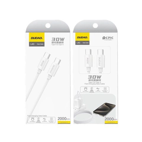Kabel Dudao L4C USB-C / USB-C 30W 1.2m - biały Kabel Dudao L4C USB-C / USB-C 30W 1.2m - biały
