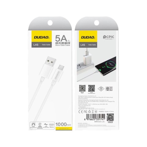 Kabel Dudao L4SM USB-A / micro USB 2A 1m - biały Kabel Dudao L4SM USB-A / micro USB 2A 1m - biały