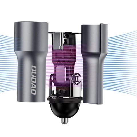 Ładowarka Dudao R14 samochodowa USB-C 30W PD - srebrna Ładowarka Dudao R14 samochodowa USB-C 30W PD - srebrna