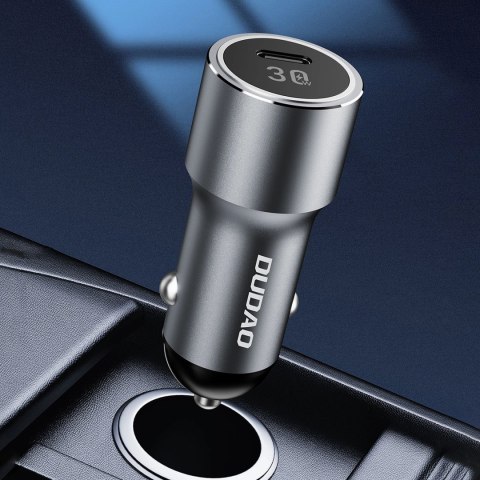 Ładowarka Dudao R14 samochodowa USB-C 30W PD - srebrna Ładowarka Dudao R14 samochodowa USB-C 30W PD - srebrna
