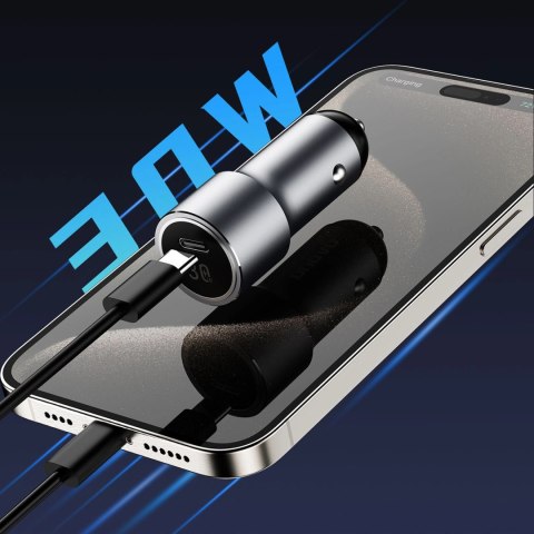 Ładowarka Dudao R14 samochodowa USB-C 30W PD - srebrna Ładowarka Dudao R14 samochodowa USB-C 30W PD - srebrna