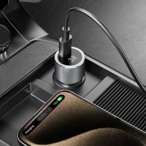 Ładowarka Dudao R14 samochodowa USB-C 30W PD - srebrna Ładowarka Dudao R14 samochodowa USB-C 30W PD - srebrna