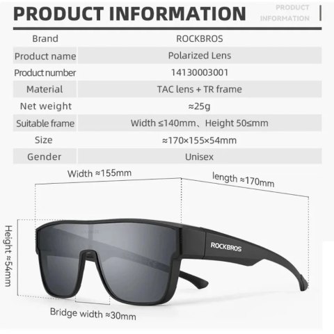 Okulary rowerowe Rockbros SP304 polaryzujące - szare Okulary rowerowe Rockbros SP304 polaryzujące - szare