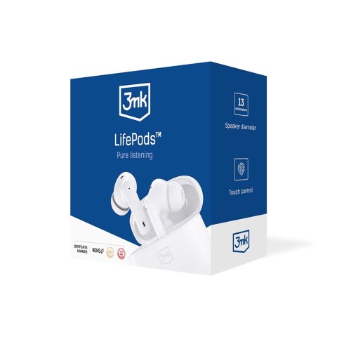 Słuchawki 3mk LifePods douszne bezprzewodowe Bluetooth 5.3 ANC - białe Słuchawki 3mk LifePods douszne bezprzewodowe Bluetooth 5.3 ANC - białe