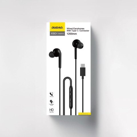 Słuchawki Dudao X3C+ przewodowe USB-C dokanałowe 1.2m - czarne Słuchawki Dudao X3C+ przewodowe USB-C dokanałowe 1.2m - czarne