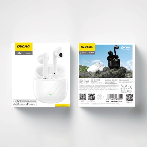 Słuchawki Dudao U14+ bezprzewodowe douszne TWS Bluetooth 5.3 - białe Słuchawki Dudao U14+ bezprzewodowe douszne TWS Bluetooth 5.3 - białe