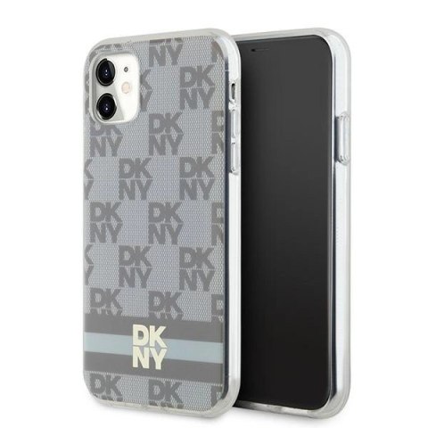 Etui DKNY IML Checkered Mono Pattern & Printed Stripes MagSafe na iPhone 11 / Xr - beżowe Etui DKNY IML Checkered Mono Pattern & Printed Stripes MagSafe na iPhone 11 / Xr - beżowe
