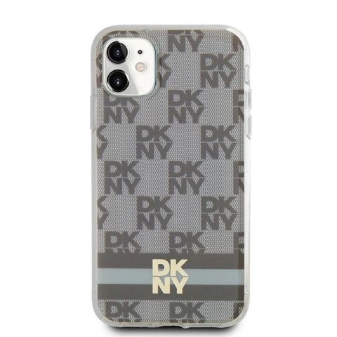 Etui DKNY IML Checkered Mono Pattern & Printed Stripes MagSafe na iPhone 11 / Xr - beżowe Etui DKNY IML Checkered Mono Pattern & Printed Stripes MagSafe na iPhone 11 / Xr - beżowe