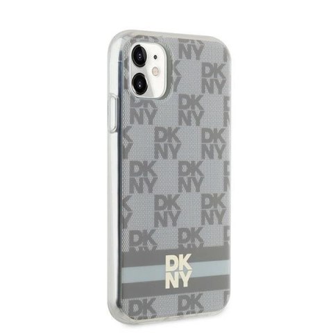 Etui DKNY IML Checkered Mono Pattern & Printed Stripes MagSafe na iPhone 11 / Xr - beżowe Etui DKNY IML Checkered Mono Pattern & Printed Stripes MagSafe na iPhone 11 / Xr - beżowe