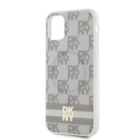 Etui DKNY IML Checkered Mono Pattern & Printed Stripes MagSafe na iPhone 11 / Xr - beżowe Etui DKNY IML Checkered Mono Pattern & Printed Stripes MagSafe na iPhone 11 / Xr - beżowe
