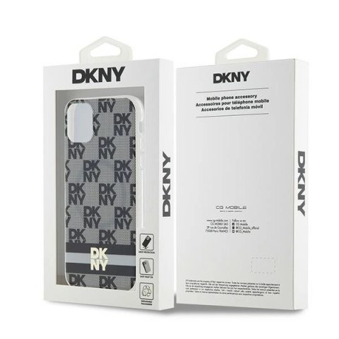 Etui DKNY IML Checkered Mono Pattern & Printed Stripes MagSafe na iPhone 11 / Xr - czarne Etui DKNY IML Checkered Mono Pattern & Printed Stripes MagSafe na iPhone 11 / Xr - czarne