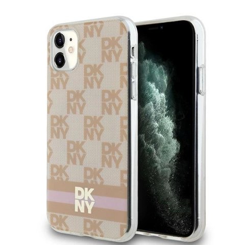 Etui DKNY IML Checkered Mono Pattern & Printed Stripes MagSafe na iPhone 11 / Xr - różowe Etui DKNY IML Checkered Mono Pattern & Printed Stripes MagSafe na iPhone 11 / Xr - różowe