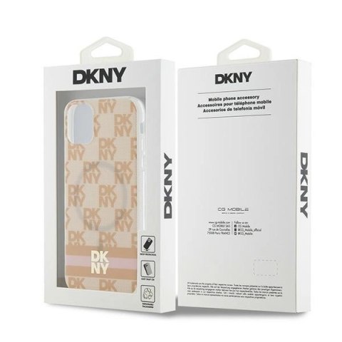 Etui DKNY IML Checkered Mono Pattern & Printed Stripes MagSafe na iPhone 11 / Xr - różowe Etui DKNY IML Checkered Mono Pattern & Printed Stripes MagSafe na iPhone 11 / Xr - różowe