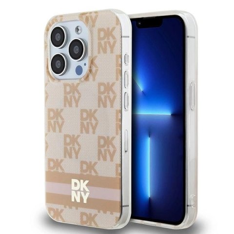Etui DKNY IML Checkered Mono Pattern & Printed Stripes MagSafe na iPhone 13 Pro / 13 - różowe Etui DKNY IML Checkered Mono Pattern & Printed Stripes MagSafe na iPhone 13 Pro / 13 - różowe
