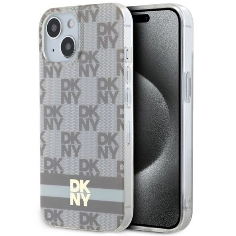 Etui DKNY IML Checkered Mono Pattern & Printed Stripes MagSafe na iPhone 15 / 14 / 13 - beżowe Etui DKNY IML Checkered Mono Pattern & Printed Stripes MagSafe na iPhone 15 / 14 / 13 - beżowe