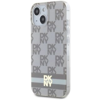 Etui DKNY IML Checkered Mono Pattern & Printed Stripes MagSafe na iPhone 15 / 14 / 13 - beżowe