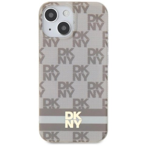 Etui DKNY IML Checkered Mono Pattern & Printed Stripes MagSafe na iPhone 15 / 14 / 13 - beżowe Etui DKNY IML Checkered Mono Pattern & Printed Stripes MagSafe na iPhone 15 / 14 / 13 - beżowe