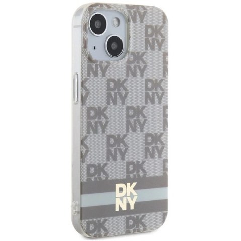 Etui DKNY IML Checkered Mono Pattern & Printed Stripes MagSafe na iPhone 15 / 14 / 13 - beżowe Etui DKNY IML Checkered Mono Pattern & Printed Stripes MagSafe na iPhone 15 / 14 / 13 - beżowe