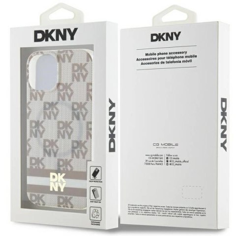 Etui DKNY IML Checkered Mono Pattern & Printed Stripes MagSafe na iPhone 15 / 14 / 13 - beżowe Etui DKNY IML Checkered Mono Pattern & Printed Stripes MagSafe na iPhone 15 / 14 / 13 - beżowe