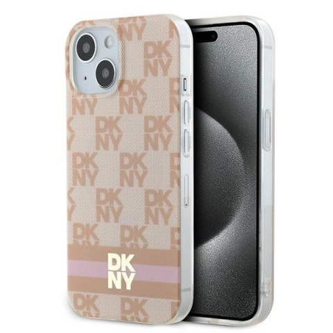 Etui DKNY IML Checkered Mono Pattern & Printed Stripes MagSafe na iPhone 15 / 14 / 13 - różowe Etui DKNY IML Checkered Mono Pattern & Printed Stripes MagSafe na iPhone 15 / 14 / 13 - różowe